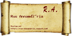Rus Annamária névjegykártya